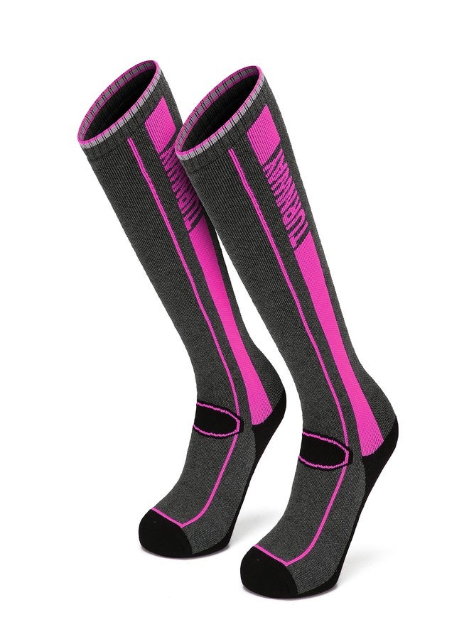 TurnWay 2-Pairs Ski Socks Over The Calf (OTC) for Skiing, Snowboarding, Winter Outdoor Activities for Men & Women (Purple, Small) - Image 1